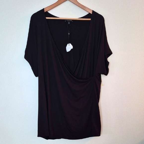 Universal Standard Black Drape Top Faux Wrap Flowy Minalist Size Large 22/24 - Picture 1 of 7